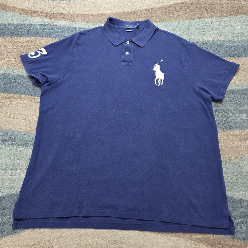 Polo Ralph Lauren Mens Polo Big Pony Shirt 2XL Short Sleeve Custom Slim Navy